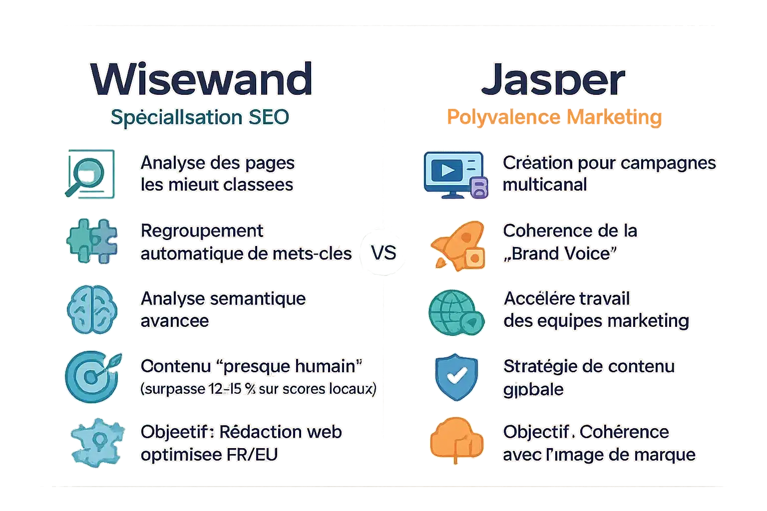 Comparaison Wisewand vs Jasper : SEO et marketing