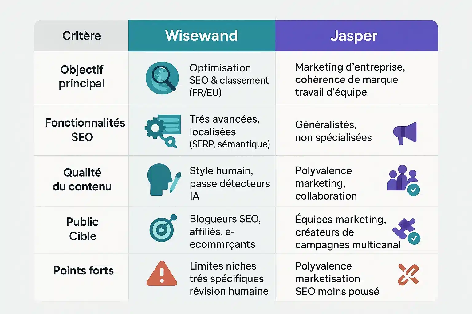 Comparaison Wisewand et Jasper